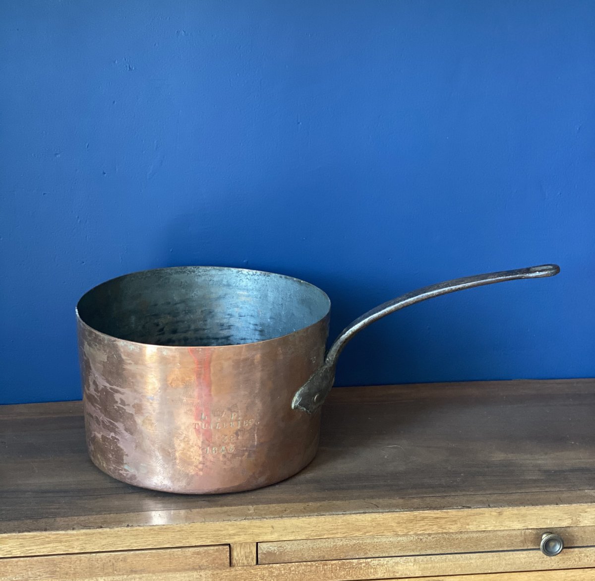 Large And High Copper Saucepan From The Palais Des Tuileries -photo-2
