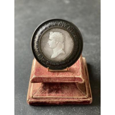 A Bronze Medallion Decorated With A Crystal Sulphide With Portrait Of Emperor Napoleon I