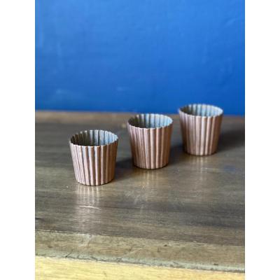 Set Of Three Copper Cannelés Molds With Princely Monograms 
