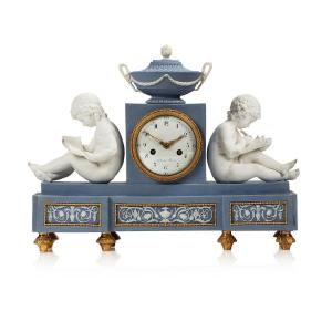 A Consulat Biscuit & Gilt-bronze Clock With Children By Dihl & Guerhard