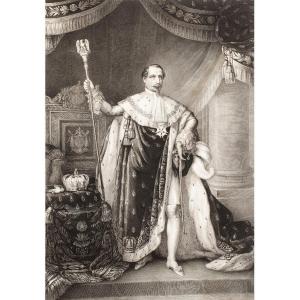 Rare Engraving Figuring Napoleon III In Coronation Dress From The Dukes Of Mouchy