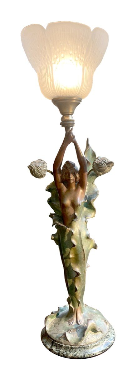 Lamp Bronze Signed: J.causse Inscribed: “le Charon”art Nouveau Lamps Sale 24% Until 24.12.