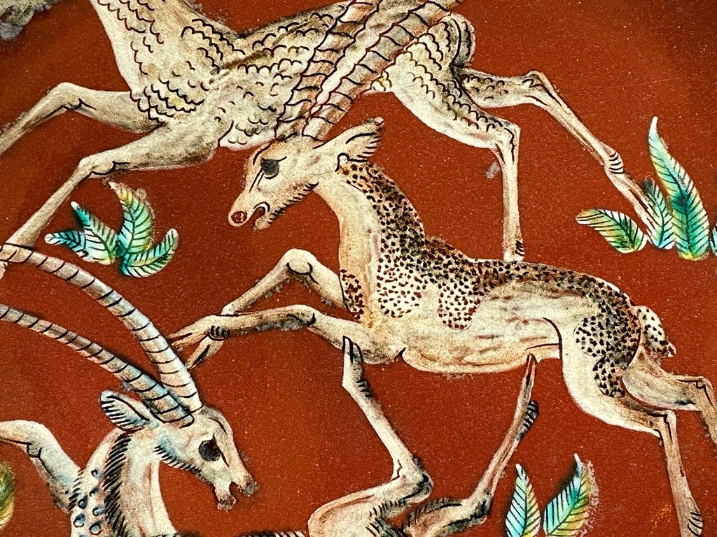 Antelope Plate In Majolica With Ibex Design By Gustav Heinkel, Circa 1940.-photo-5