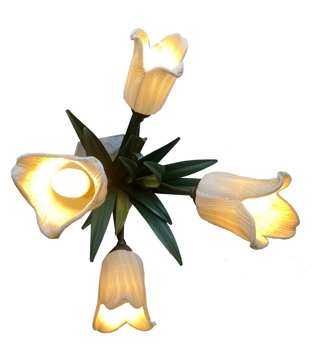 Murano Flower Vase With Tulips As Lamp Italy Circa 1960 Mid Century-photo-7