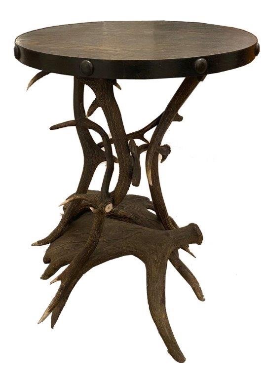 Table En Bois De Cerf, Wiesbaden, Jagdschloss Platte, Vers 1910 - 1920 Bois Teinté Noir-photo-2