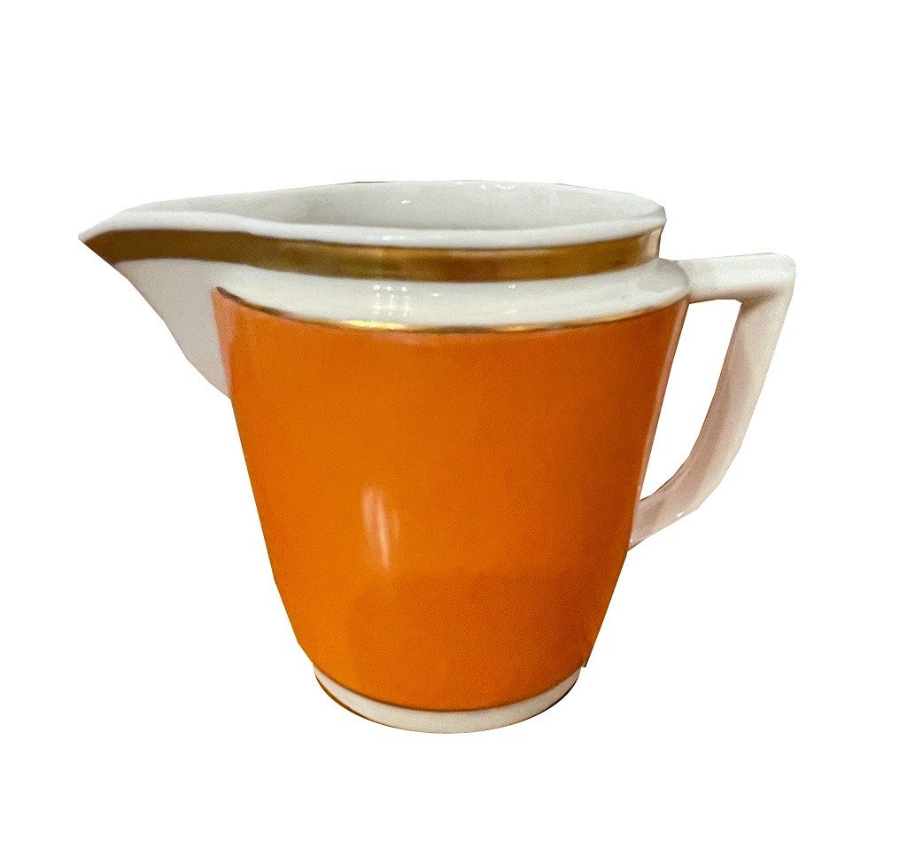 Nr.2646 Coffee Service For 6 People From “royal Copenhagen”. Stamp Mark | Orange With Gold. -photo-4