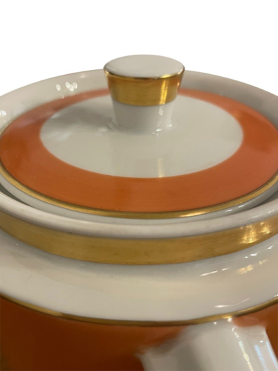 Nr.2646 Coffee Service For 6 People From “royal Copenhagen”. Stamp Mark | Orange With Gold. -photo-5