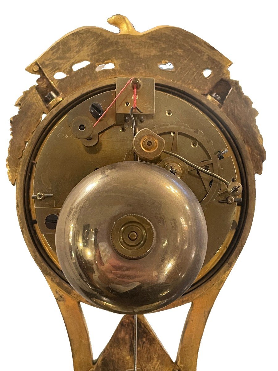 Small Empire Clock, Paris Around 1800, Signed: "l.simon,paris". Fire-gilded Bronze.-photo-4