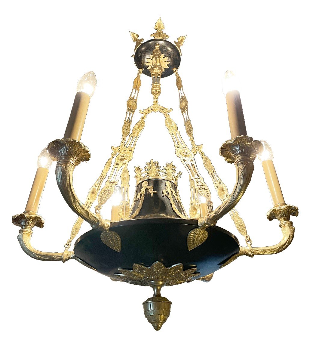 French Ceiling Lamp So-called “traffic Light” France Around 1830th -photo-2