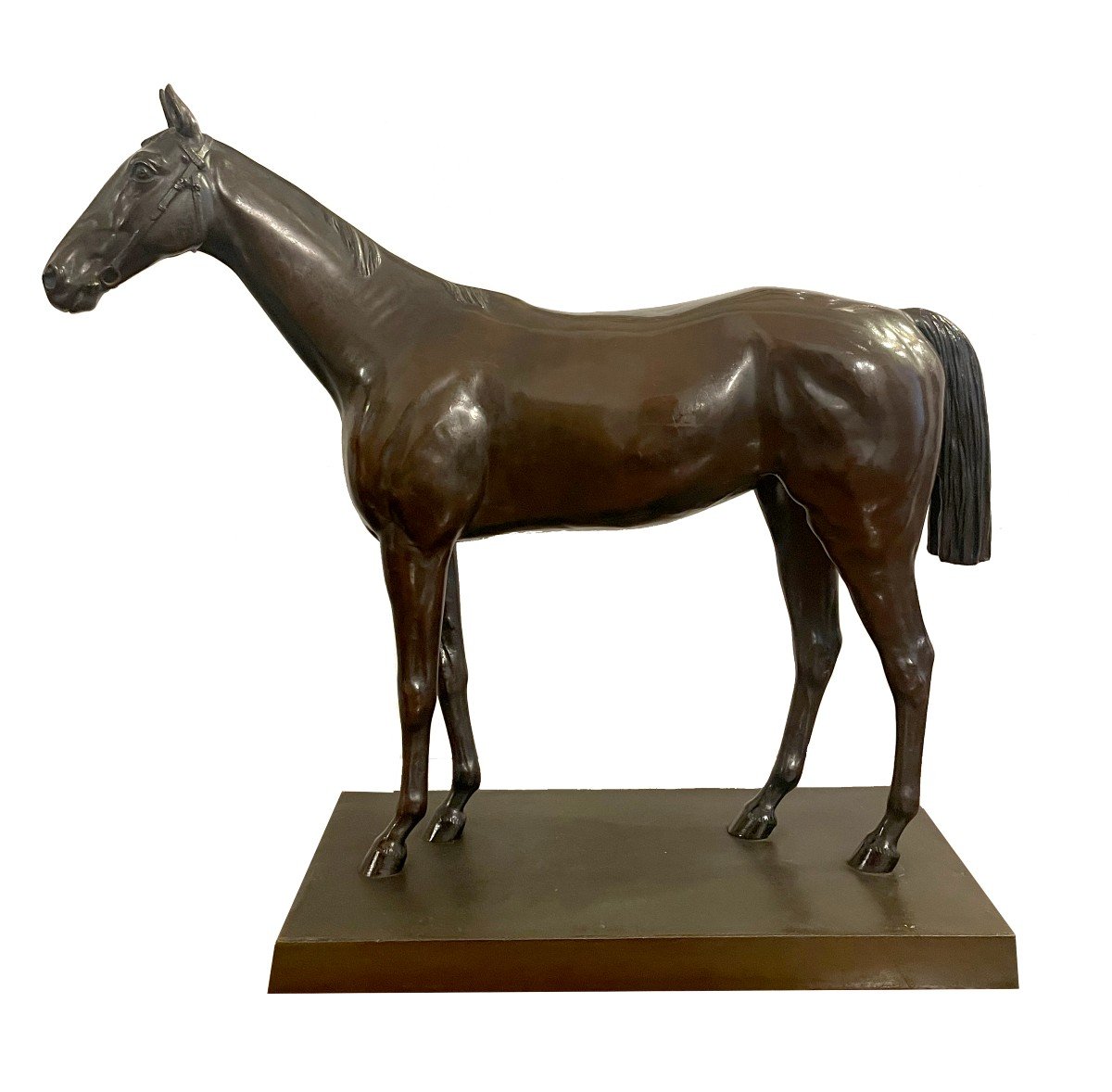 Bronze d'Un Cheval Art Déco Allemand Vers 1910.-photo-1