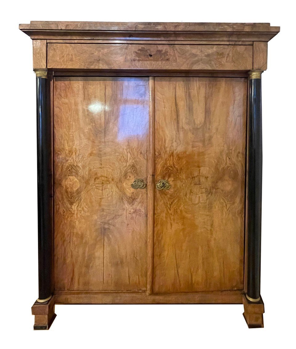 Biedermeier Walnut Veneered Cabinet On A Softwood Body. Rhenish Hesse Circa 1815.