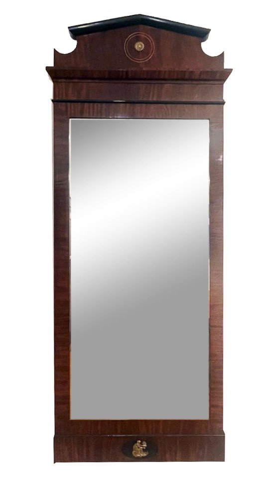 Tall Mirror,berlin, Circa 1810 Mahogany Veneer On Softwood Body.  