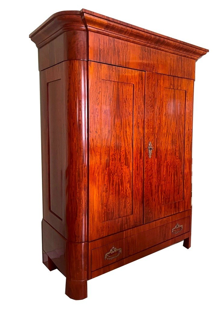 Biedermeier Cupboard German Around 1830. Two-door Body.mahagoni Veneered. One Drawer.-photo-2