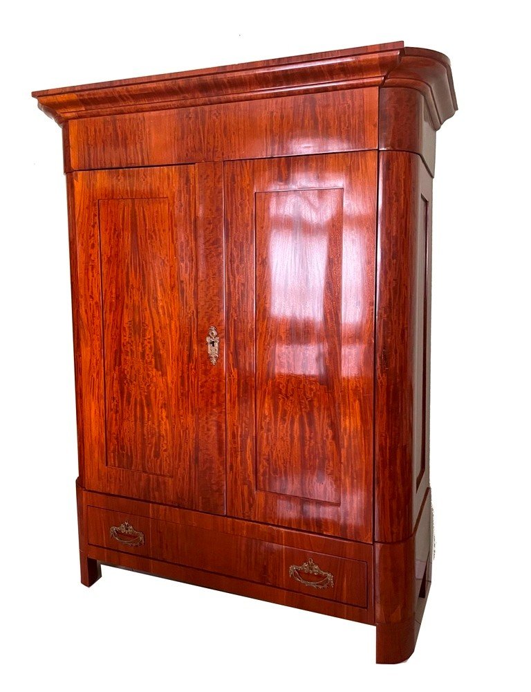 Biedermeier Cupboard German Around 1830. Two-door Body.mahagoni Veneered. One Drawer.-photo-4