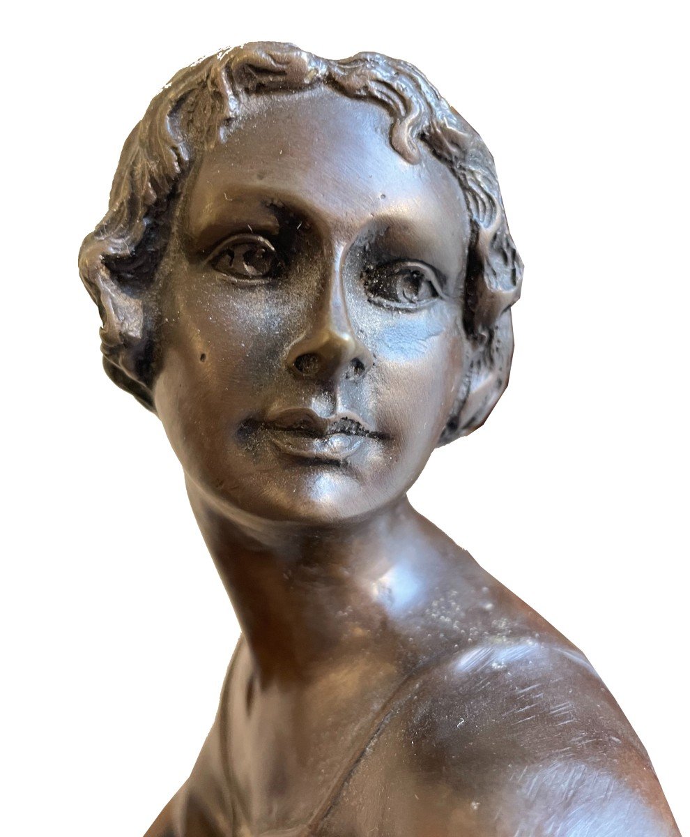 Figure En Bronze d'Une Danseuse Signé : « Bruno Zach » Et Cachet Du Fondeur ,né En 1891 .-photo-1