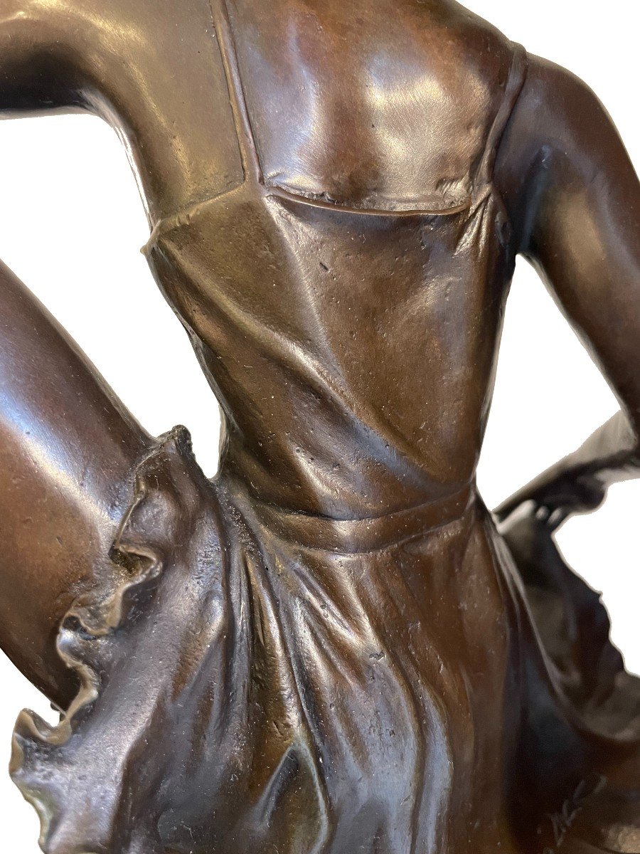 Figure En Bronze d'Une Danseuse Signé: «bruno Zach» Et Cachet Du Fondeur,né En 1891.-photo-4