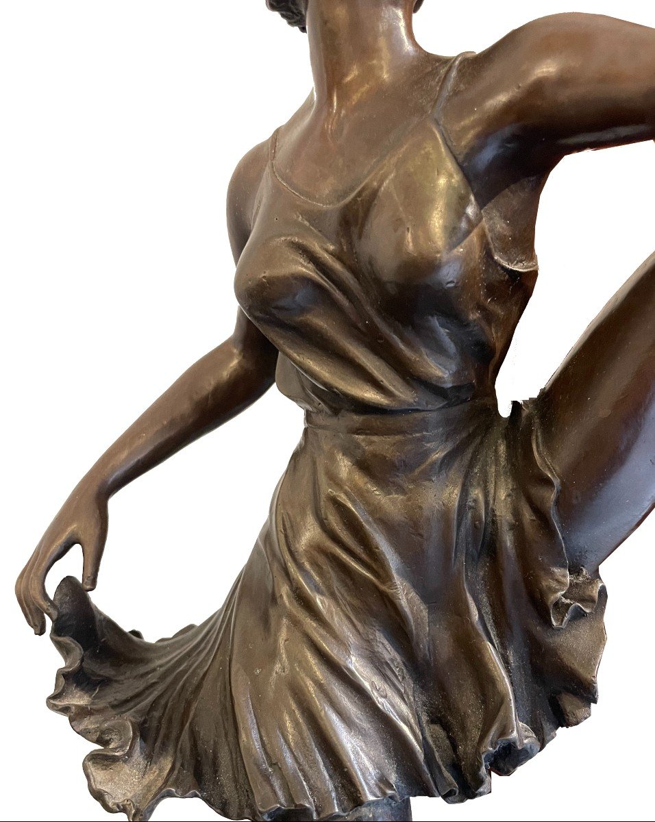 Figure En Bronze d'Une Danseuse Signé : « Bruno Zach » Et Cachet Du Fondeur ,né En 1891 .-photo-5