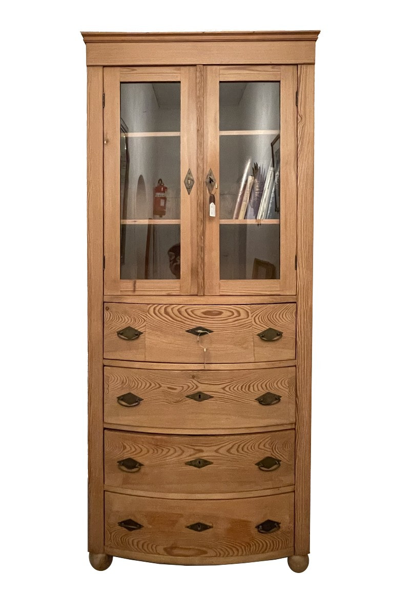 Biedermeier Softwood Display Cabinet With German Chest Of Drawers Circa 1860 Softwood