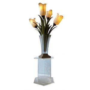 Murano Flower Vase With Tulips As Lamp Italy Circa 1960 Mid Century