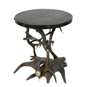 Deer Antler Table, Wiesbaden, Jagdschloss Platte, Circa 1910 - 1920 Black Stained Wood
