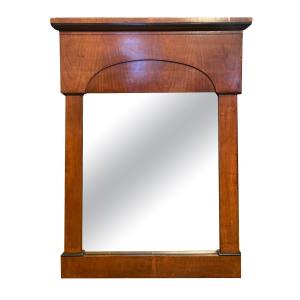 Early Biedermeier Mirror In Patinated Cherry Wood, German Circa 1820.