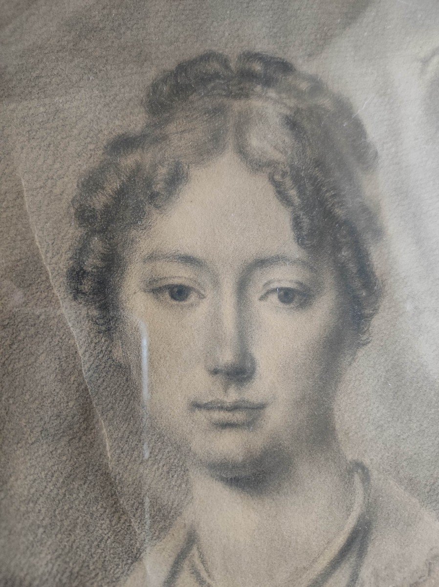 Drawing Circa 1820 - 1830, Portrait Of Young Woman-photo-3