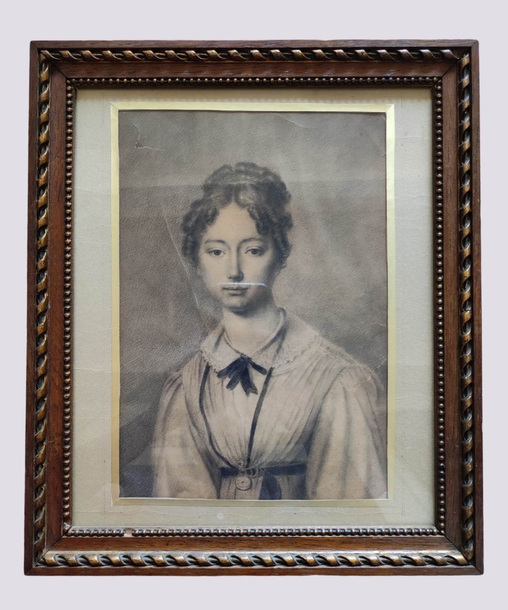 Drawing Circa 1820 - 1830, Portrait Of Young Woman