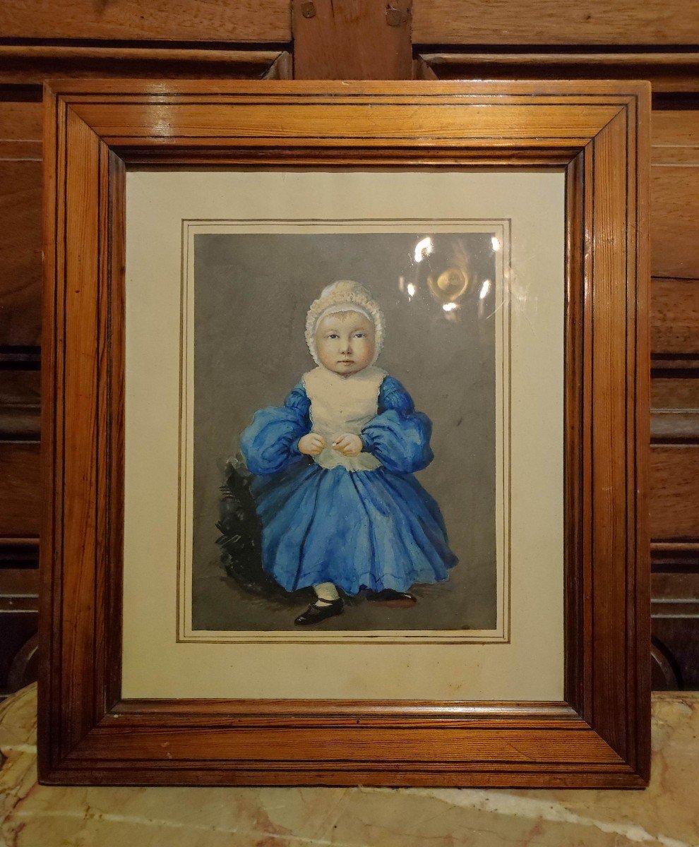 Portrait d'Enfant Gouache Vers 1840