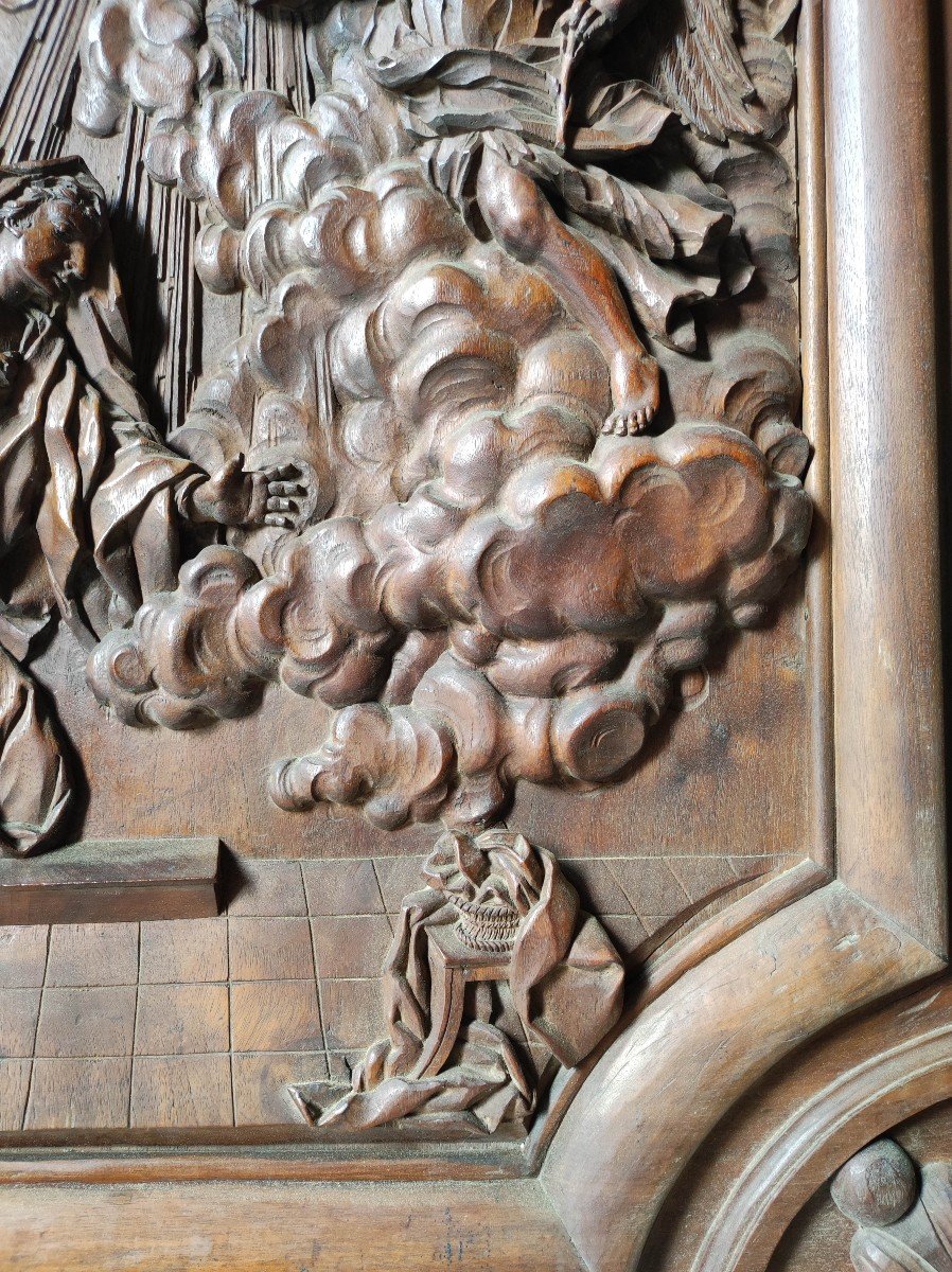 Important Carved Annunciation Panel Around 1700-photo-3