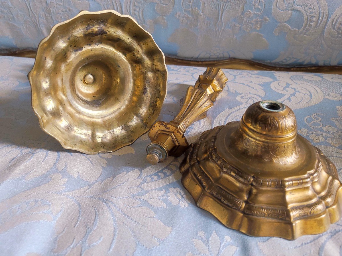 Pair Of 18th Century Gilt Bronze Torches-photo-1