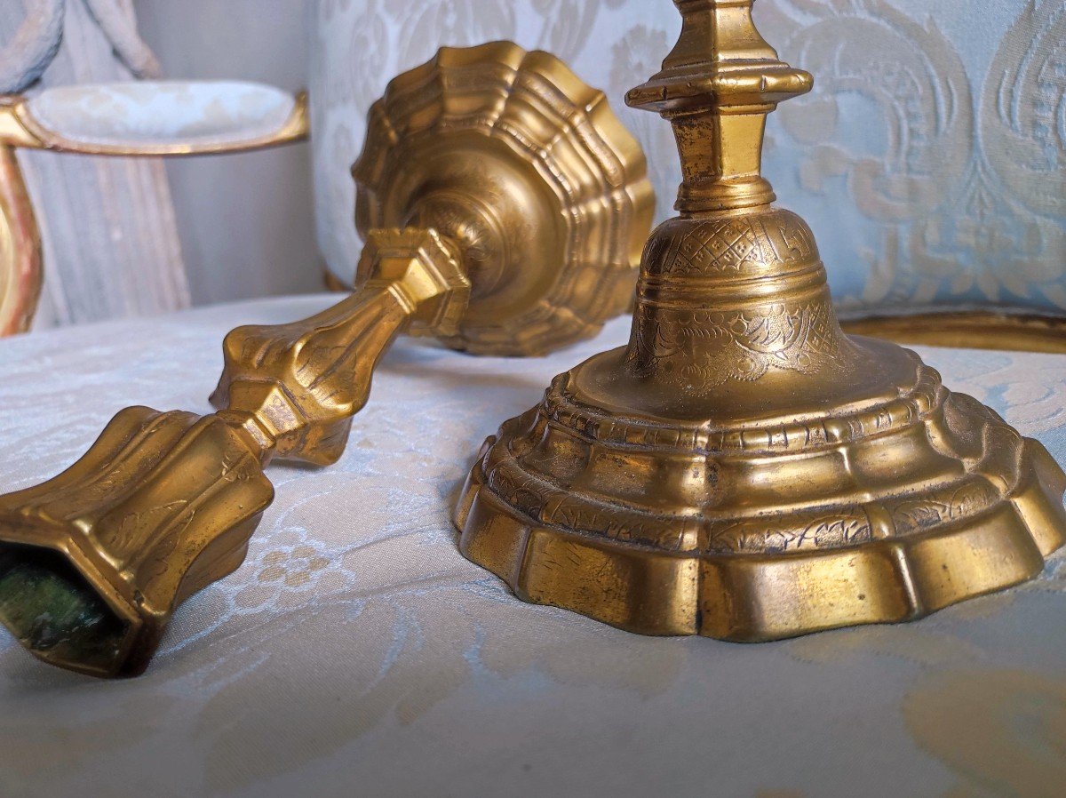 Pair Of 18th Century Gilt Bronze Torches-photo-2