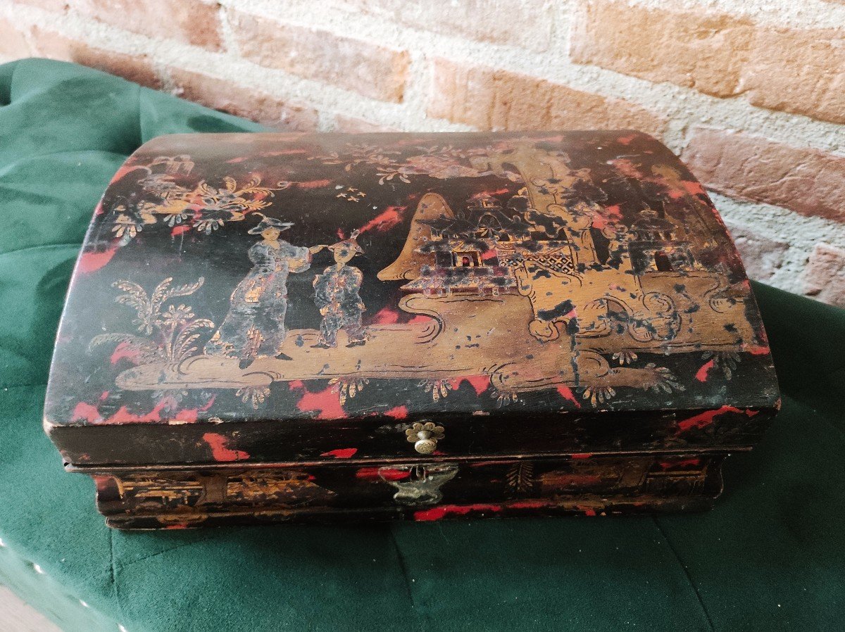 Martin Varnished Wig Box, XVIIIth Century-photo-2