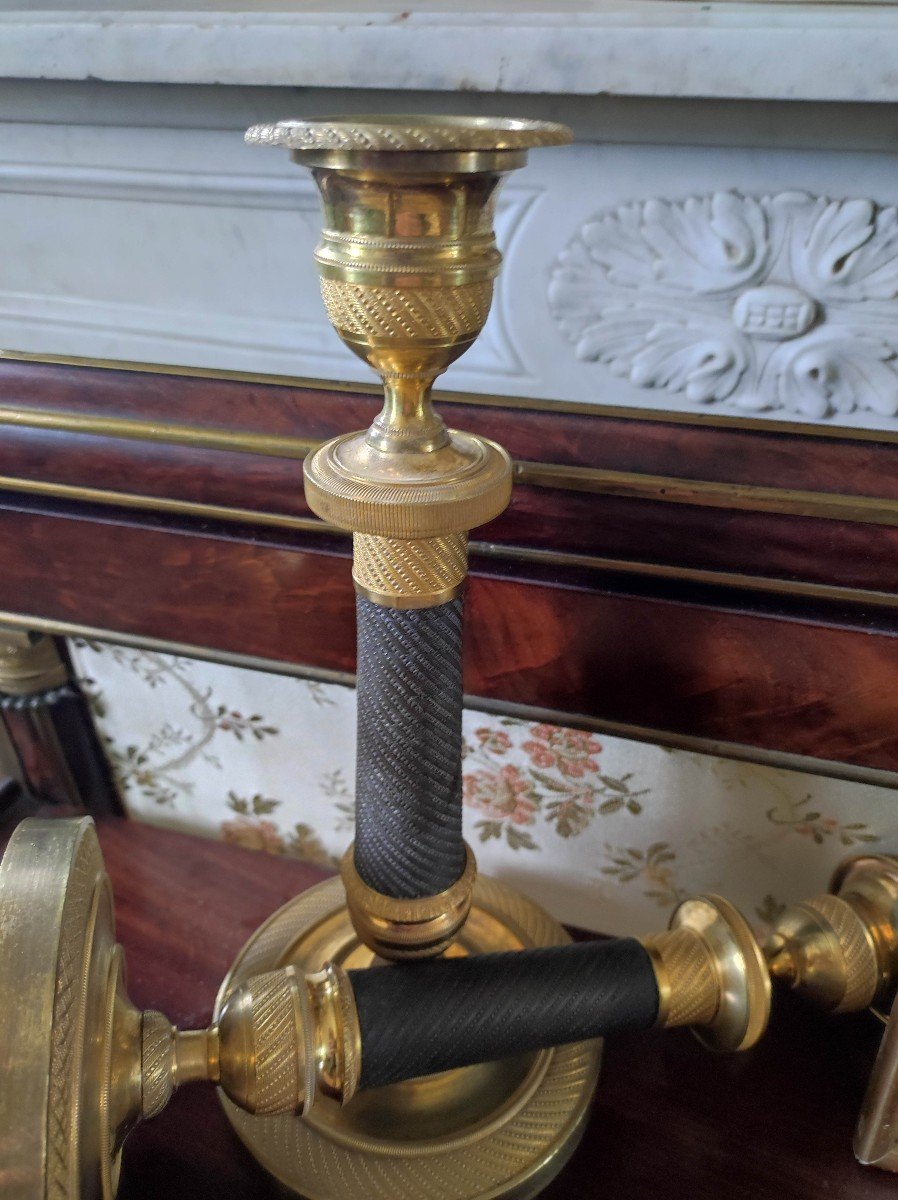 Pair Of Empire / Restoration Period Candlesticks-photo-2