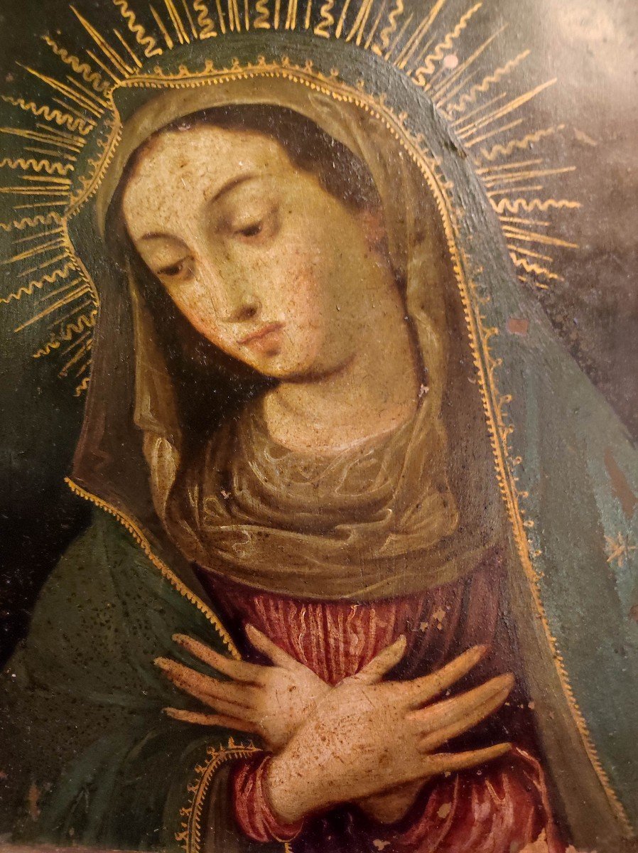 Madonna Early 17th Century, Oil On Copper-photo-2