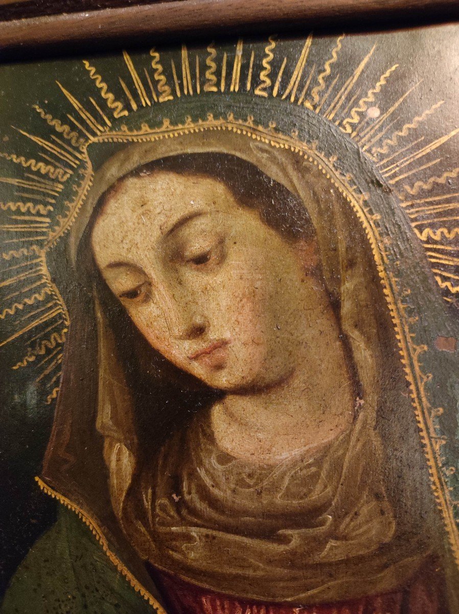 Madonna Early 17th Century, Oil On Copper-photo-3