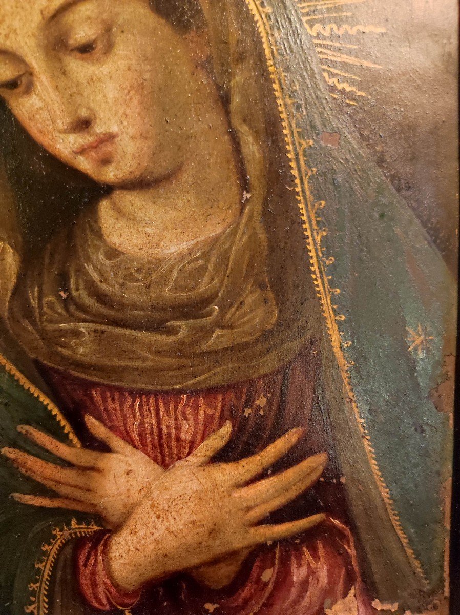 Madonna Early 17th Century, Oil On Copper-photo-1