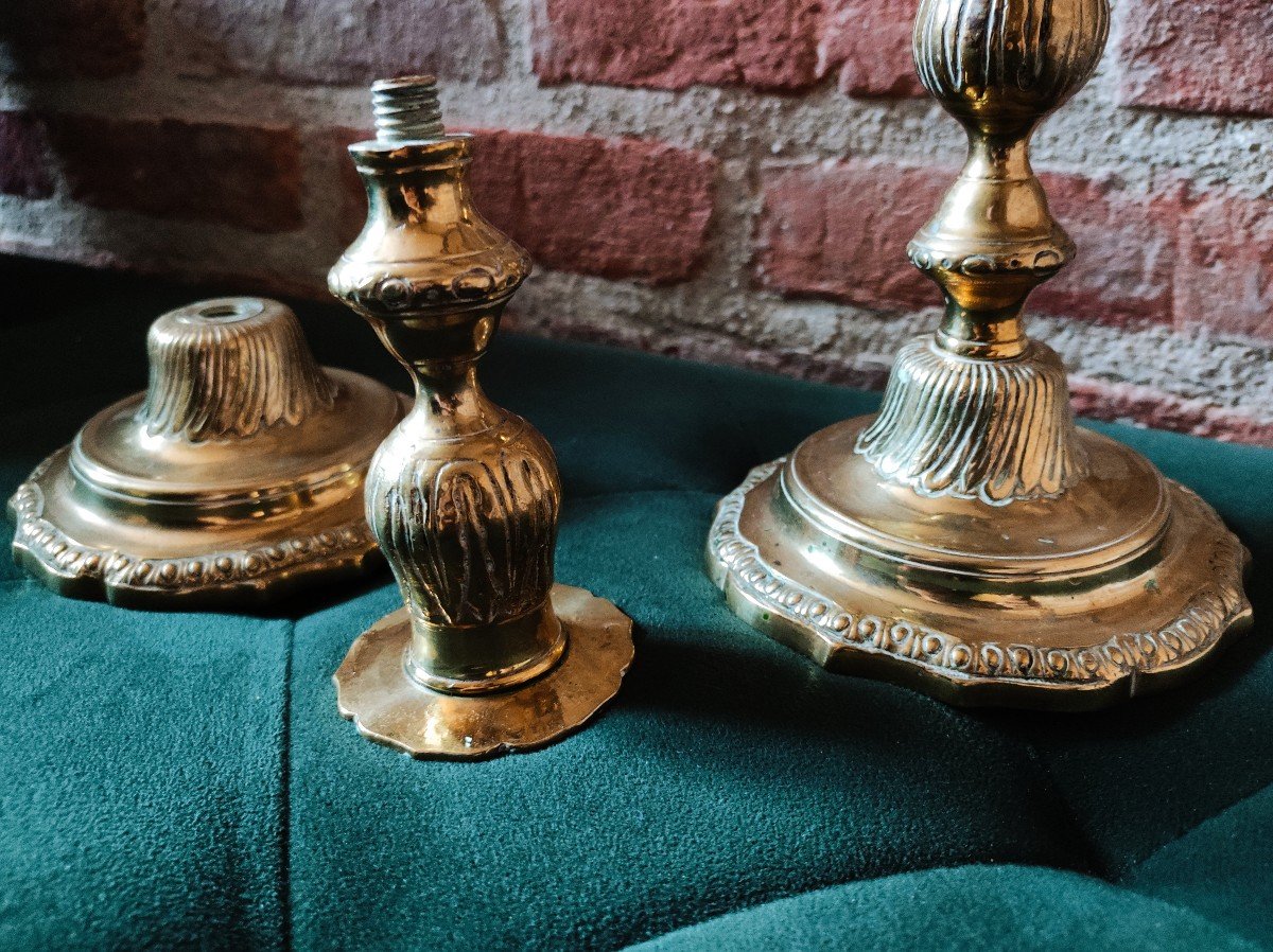 Pair Of Regency Period Bronze Toilet Candlesticks-photo-2