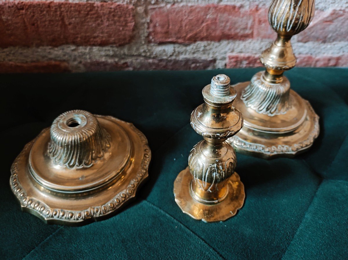 Pair Of Regency Period Bronze Toilet Candlesticks-photo-3