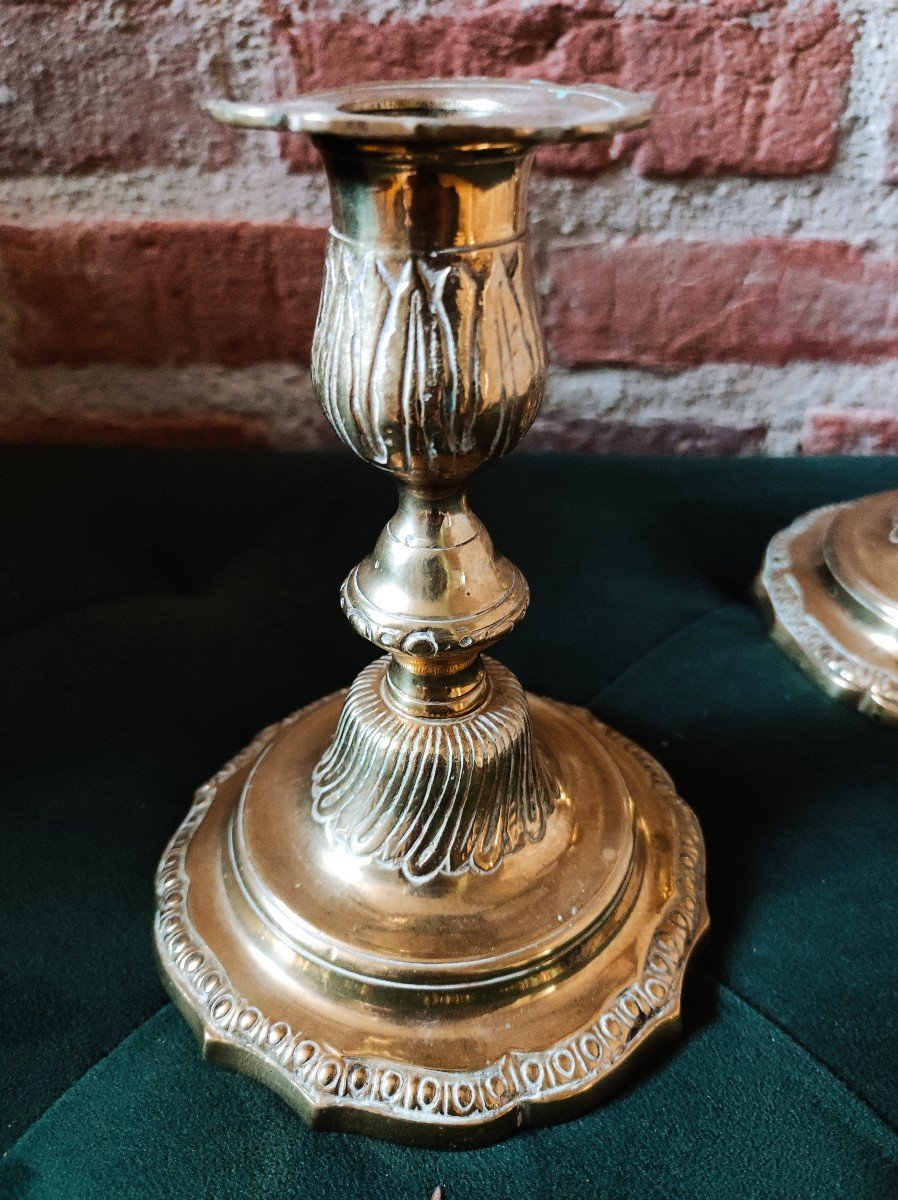 Pair Of Regency Period Bronze Toilet Candlesticks-photo-1