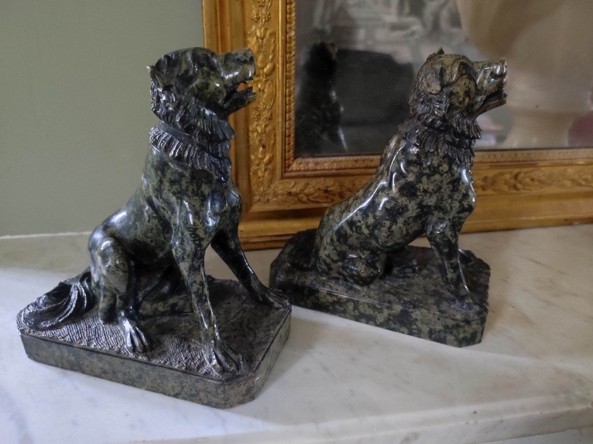 Pair Of Jennings Serpentine Dogs Circa 1800 After The Antique-photo-4