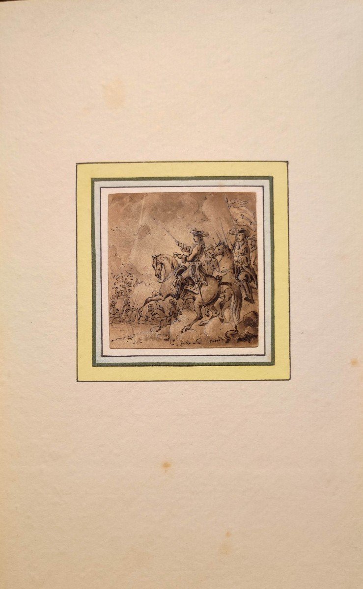 Dessin miniature XVIIIème Bataille Louis XIV-photo-2