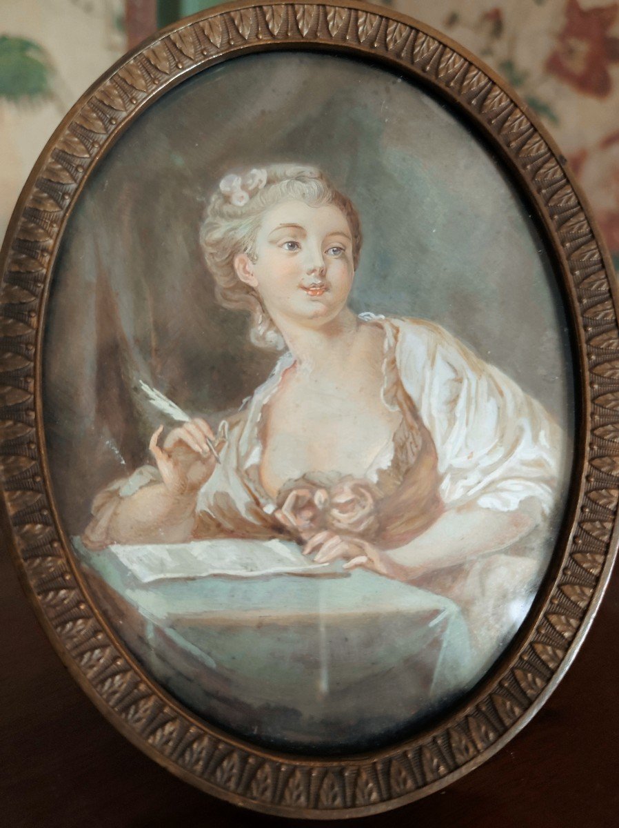 Très Belle Miniature d'époque Louis XV