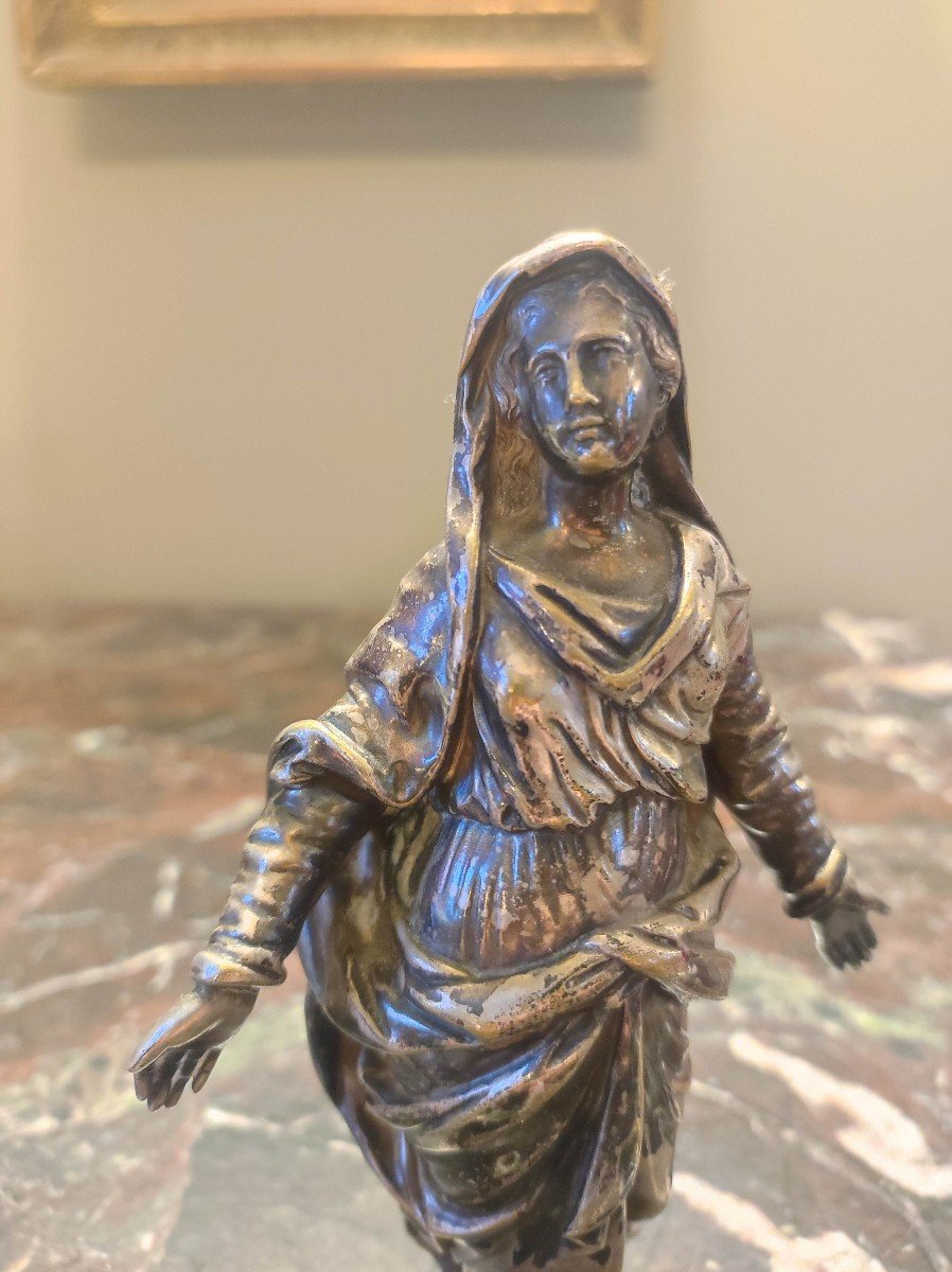 Virgin In Silvered Bronze Circa 1800-photo-2