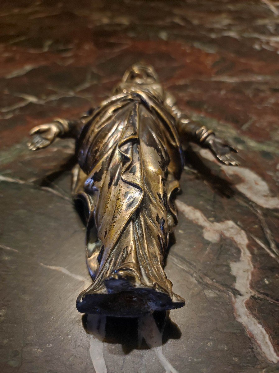 Virgin In Silvered Bronze Circa 1800-photo-4