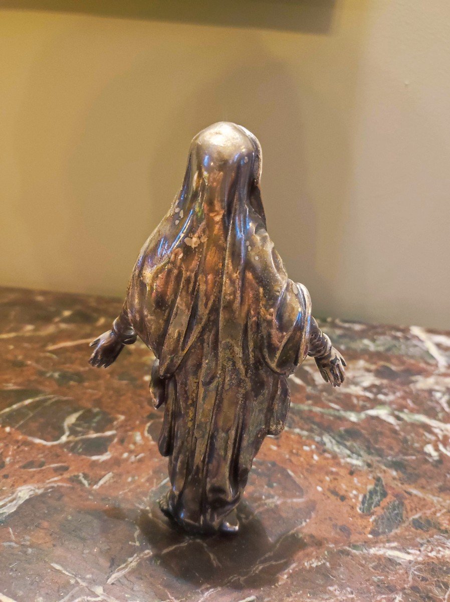 Virgin In Silvered Bronze Circa 1800-photo-1