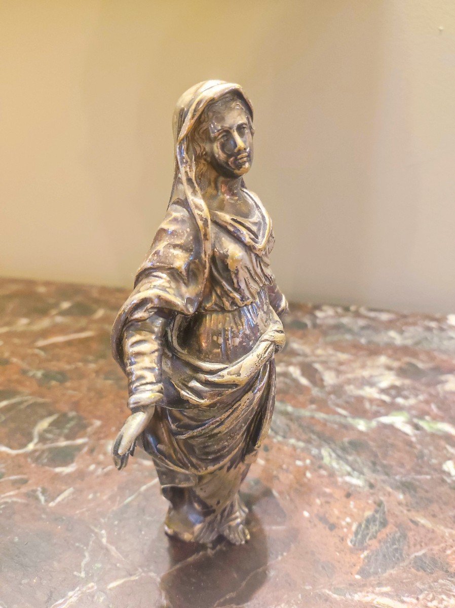 Virgin In Silvered Bronze Circa 1800-photo-2