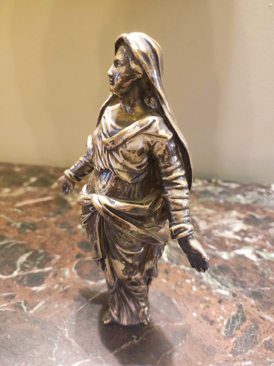 Virgin In Silvered Bronze Circa 1800-photo-3