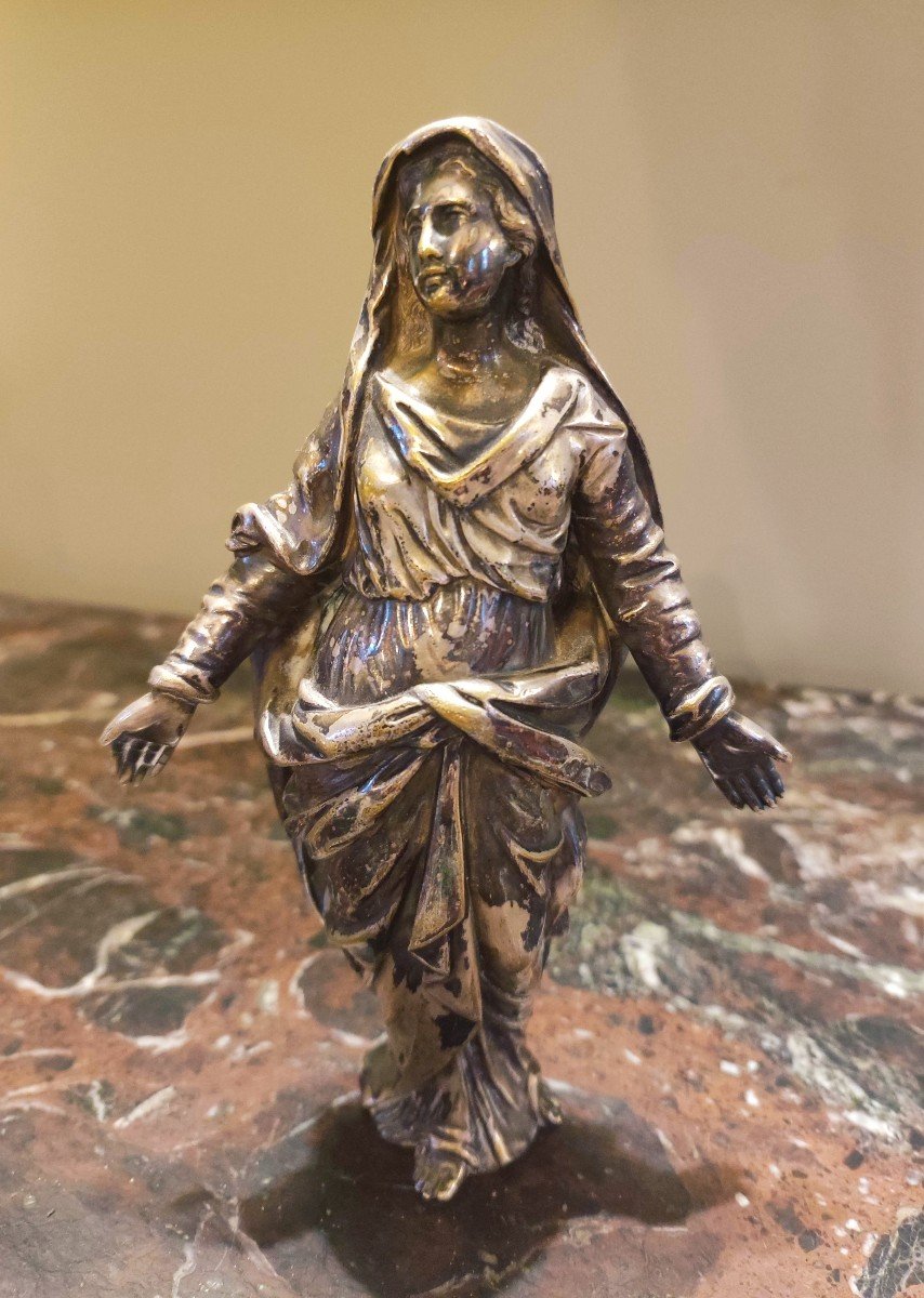 Virgin In Silvered Bronze Circa 1800