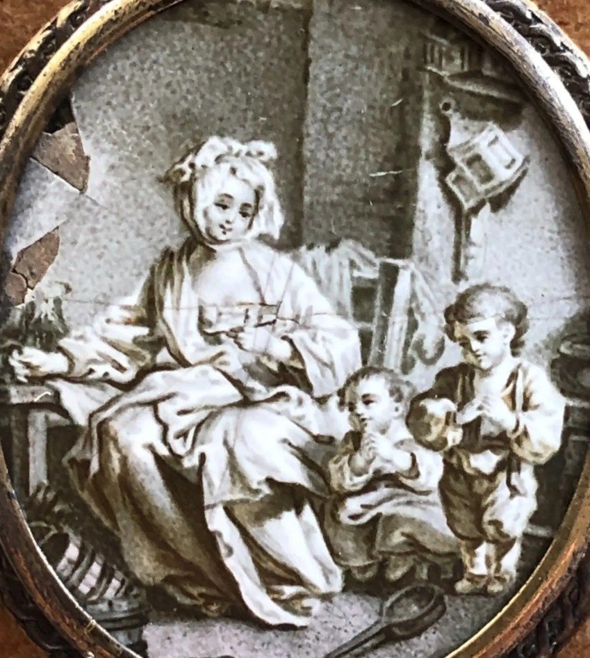 Miniature On 18th Century Enamel, Grisaille.-photo-2