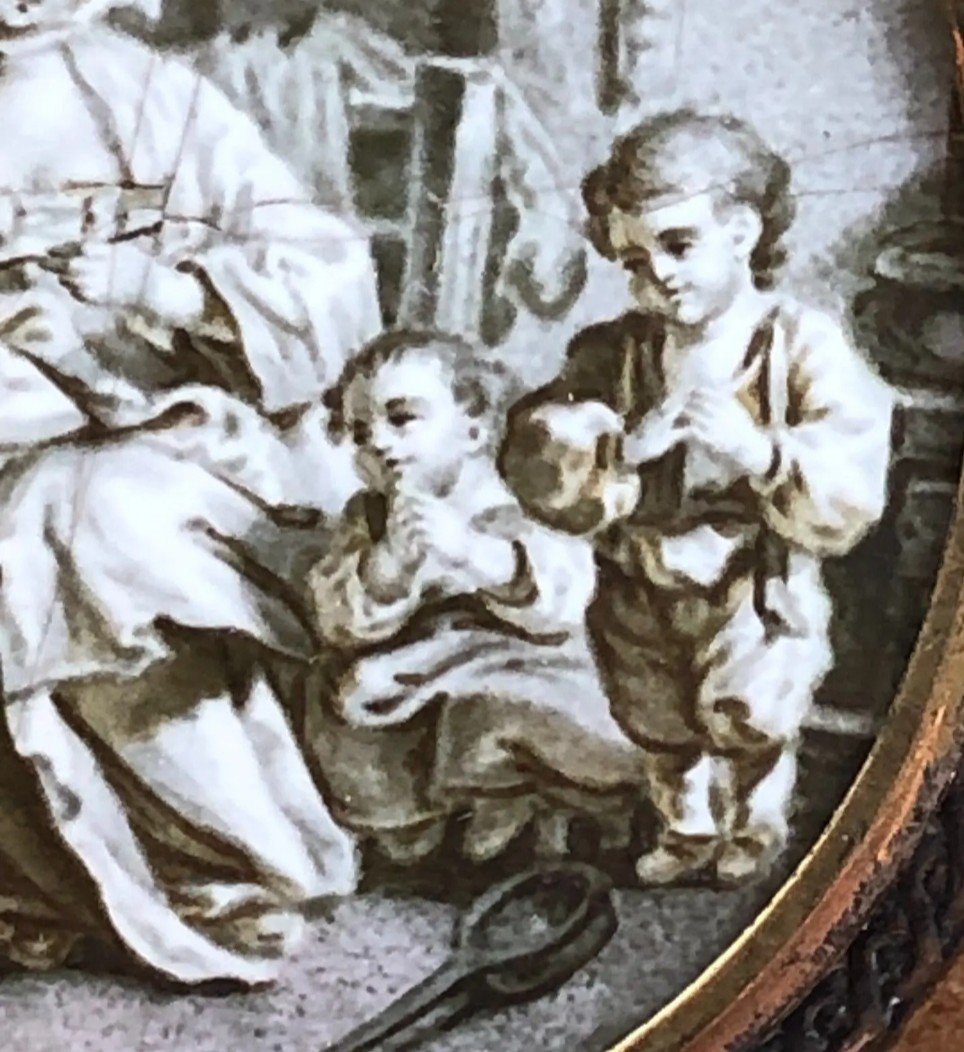 Miniature On 18th Century Enamel, Grisaille.-photo-3